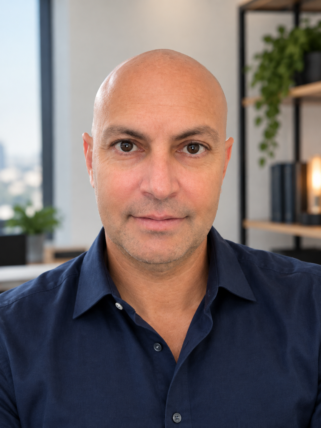 תמונת תדמית של אילן רויט בחולצה כחולה